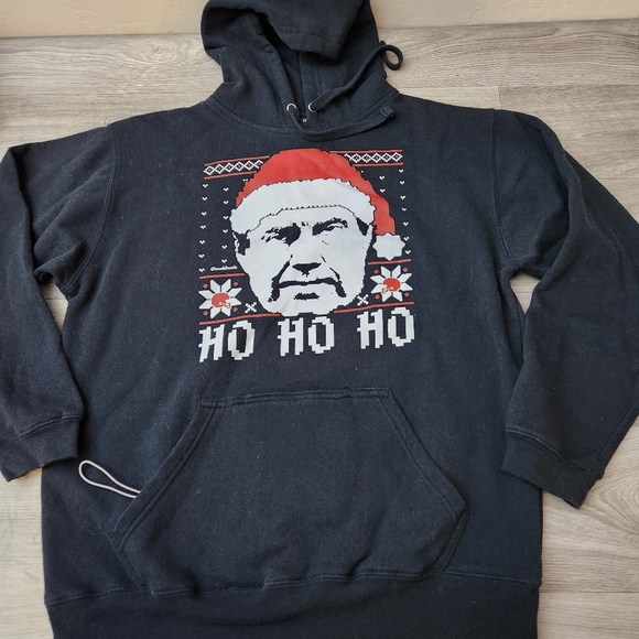Chowdaheadz Black Sweater Size L Hoodie Belickick Holiday Spirit NFL Coach Santa - Picture 1 of 10